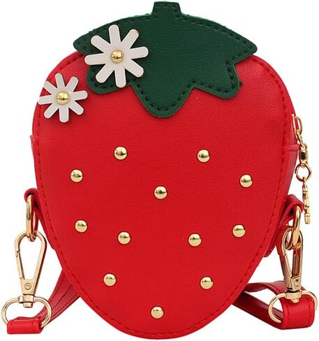 Strawberry Rivet Crossbody Bag, Small Coin Purse, Suitable for Keys and Coins (Red) in Saudi Arabia