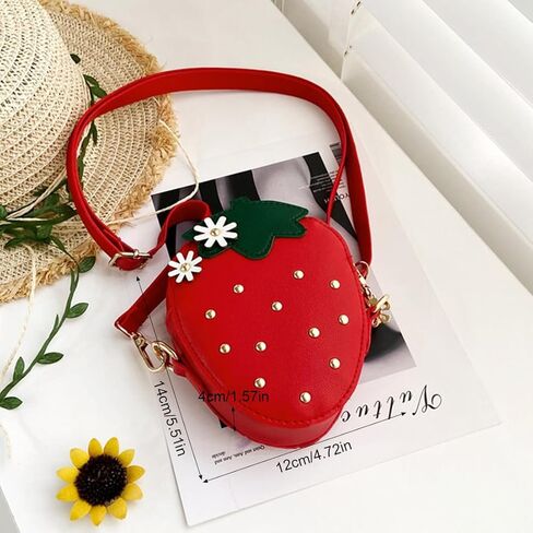 Strawberry Rivet Crossbody Bag, Small Coin Purse, Suitable for Keys and Coins (Red) in Saudi Arabia