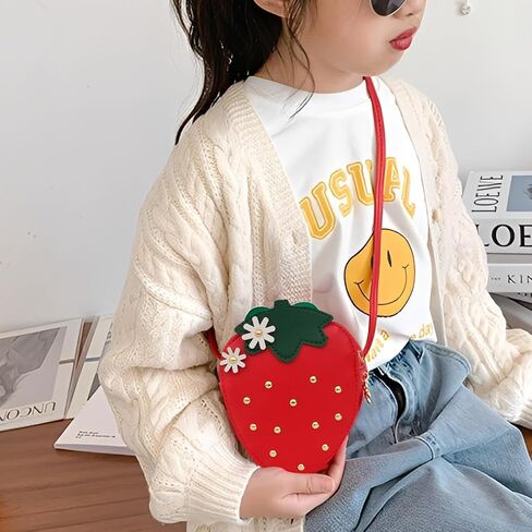 Strawberry Rivet Crossbody Bag, Small Coin Purse, Suitable for Keys and Coins (Red) in Saudi Arabia