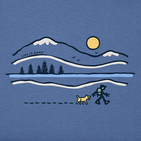 Life is Good. Men's Winter Lake Walk Long Sleeve Crusher Tee, Vintage Blue in Saudi Arabia