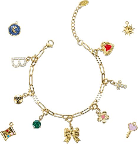 Build Your Own Custom Gold Charm Bracelet, Personalized Engraved Paperclip Link Chain Necklace for Women, Handmade Jewelry Gifts for Teen Girls Mom Grandma in Saudi Arabia