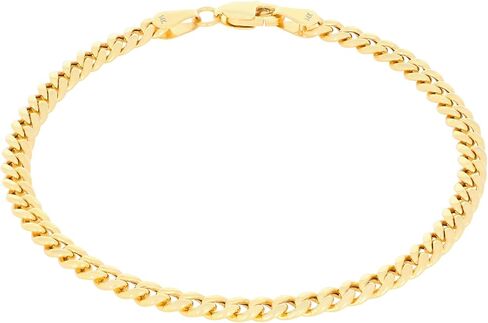 Nuragold 14k Real Yellow Gold Miami Cuban Lightweight Link 4mm Chain Bracelet (7"-9") Italian Jewelry for Men & Women in Saudi Arabia