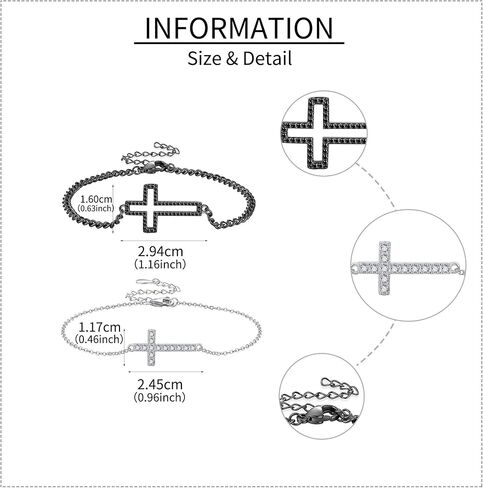Cross Matching Couples Bracelet Sterling Silver Black White Corss Bracelet Matching Jewelry for Him and Her in Saudi Arabia