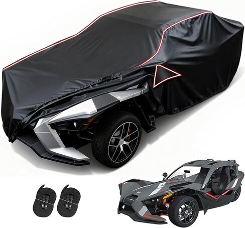 XYZCTEM Polaris Slingshot Half Cover Waterproof All Weather Protection Cover with Reflective Strips and Windprood Buckles for Slingshot Accessories Black in Kuwait