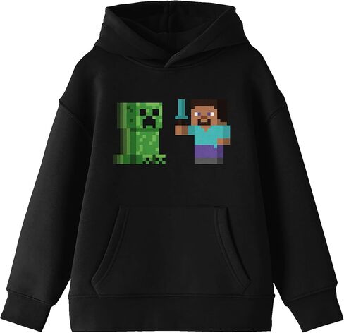 Minecraft Steve & Creeper Long Sleeve Youth Black Hooded Sweatshirt in Saudi Arabia