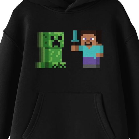 Minecraft Steve & Creeper Long Sleeve Youth Black Hooded Sweatshirt in Saudi Arabia