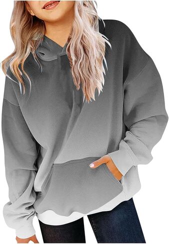 Girls' Fashion Cute Gradient Hoodies for Girls Long Sleeve Pullover Tops with Kangaroo Pocket, Kids Ages 2-14 Years in Kuwait