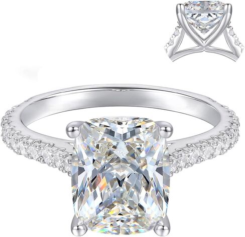White Gold 14K 3.0 CT Elongated Eushion Cut set 4-Prong Moissanite Engagement Rings for Wemon in Kuwait