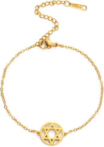 Dreamtimes Star of David Bracelet Stainless Steel Hexagram Pendant Jewish Bracelet Star of David Jewish Jewelry for Women Mens in Saudi Arabia