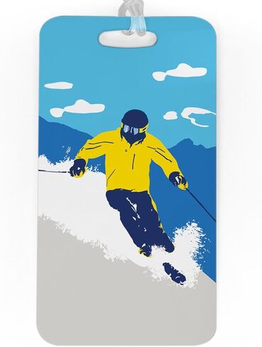 ChalkTalkSPORTS Skiing Luggage & Bag Tag | Ski Hard | Custom Info on Back | Small | RED in Saudi Arabia