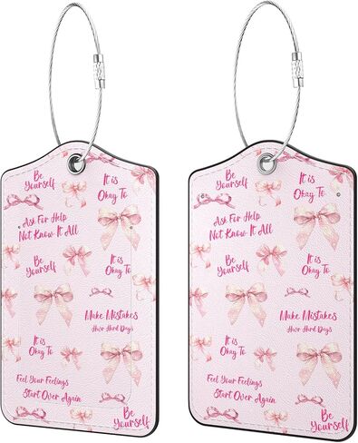 2 Pack PU Leather Luggage Tags for Suitcases, Privacy Protection Cover with Stainless Steel Loop and Address Card, Travel Cruise Essentials (Yellow Flower) in Saudi Arabia