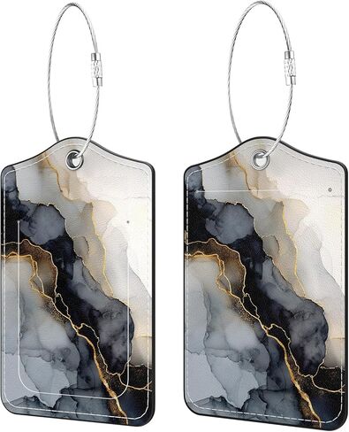 2 Pack PU Leather Luggage Tags for Suitcases, Privacy Protection Cover with Stainless Steel Loop and Address Card, Travel Cruise Essentials (Yellow Flower) in Saudi Arabia