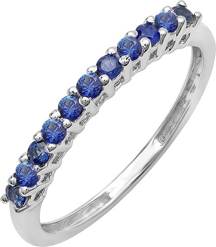 Dazzlingrock Collection Round Gemstone Stackable Wedding Band for Women in Solid Gold in Saudi Arabia