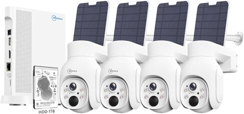Movols 4MP Solar Security Camera Wireless PTZ Cameras Can Match with Movols 4K NVR Surveillance System.Color Night Vision, Motion Alert, Two-Way Audio,IP66 Home Surveillance. in Saudi Arabia