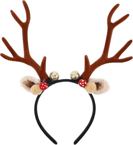 Christmas Reindeer Antler Headband: Women Xmas Deer Hair Hoop Furry Deer Horn Ears Headdress for Party Cosplay in Saudi Arabia