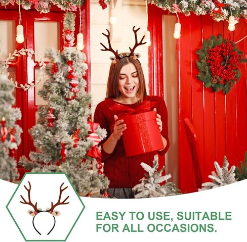 Christmas Reindeer Antler Headband: Women Xmas Deer Hair Hoop Furry Deer Horn Ears Headdress for Party Cosplay in Saudi Arabia