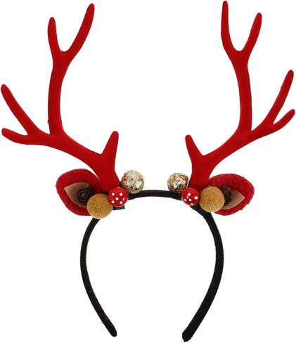 Christmas Reindeer Antler Headband: Women Xmas Deer Hair Hoop Furry Deer Horn Ears Headdress for Party Cosplay in Saudi Arabia