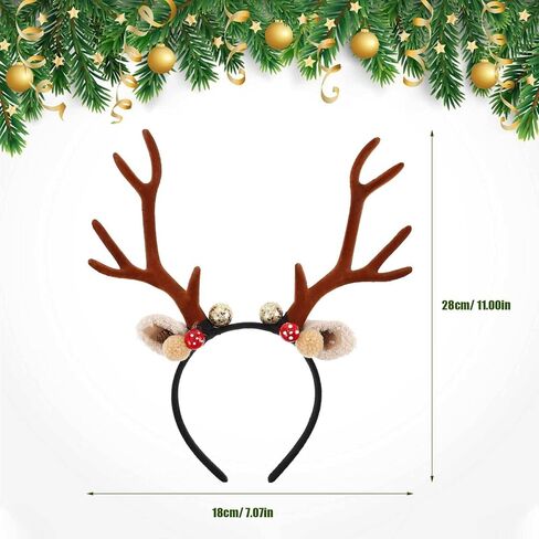 Christmas Reindeer Antler Headband: Women Xmas Deer Hair Hoop Furry Deer Horn Ears Headdress for Party Cosplay in Saudi Arabia