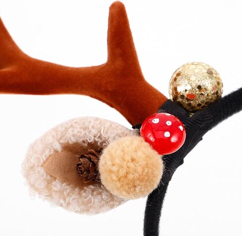 Christmas Reindeer Antler Headband: Women Xmas Deer Hair Hoop Furry Deer Horn Ears Headdress for Party Cosplay in Saudi Arabia