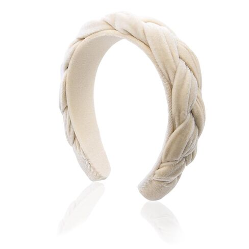 عصابات رأس مضفرة عصابة رأس مخملية للنساء، طوق شعر ناعم ملتوي غير قابل للانزلاق، عصابة شعر مبطنة واسعة للمكياج، غسل الوجه، الارتداء اليومي in Kuwait