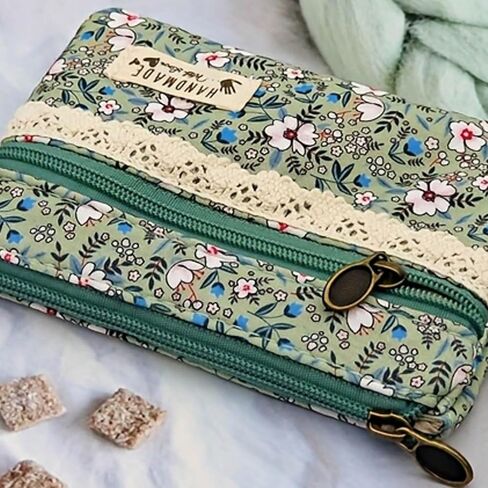 Women’s Mini Coin Purse with Dual Zipper Compartments – Sweet Pastoral Style, Lightweight & Compact (Green) in Saudi Arabia