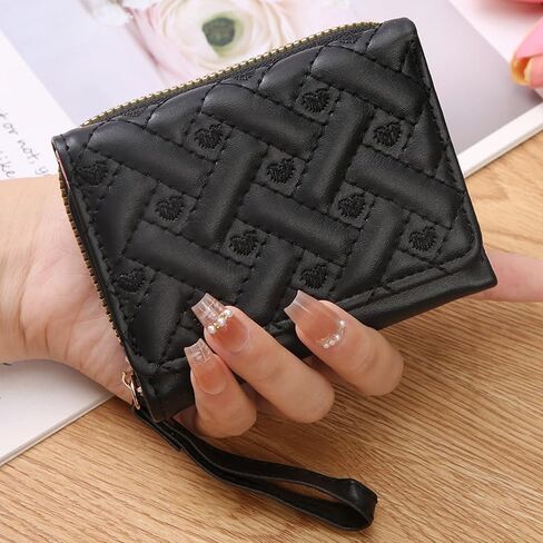 Wallet Women, Cute Ladies Girls Wallet, Love Heart Trifold Wallets Woman Business Credit Card Holder with Zipper Purse (Black) in Saudi Arabia