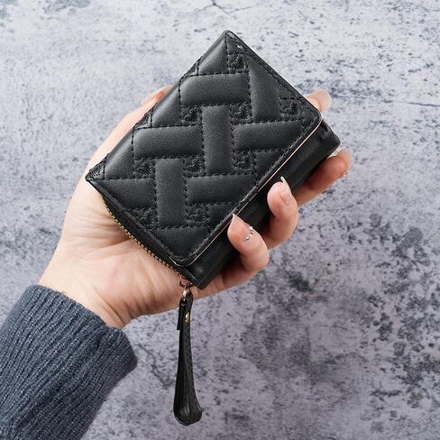 Wallet Women, Cute Ladies Girls Wallet, Love Heart Trifold Wallets Woman Business Credit Card Holder with Zipper Purse (Black) in Saudi Arabia