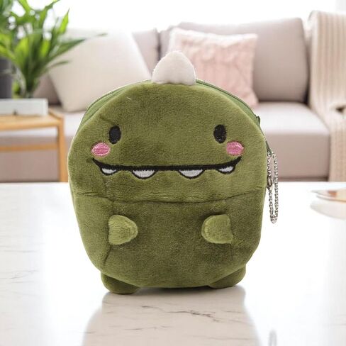 Generic 1Pcs Money Pouch Dinosaur Design Coin Purse Plush Material Green 10x12cm in Saudi Arabia