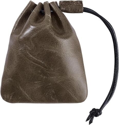 Beebeecraft Drawstring Cowhide Bag 5.7x4.9in Coffee Color Cowhide Coin Pouches Money Bag Small Waterproof Vintage Coin Dust Wallet Jewelry Storage for Men Women in Saudi Arabia