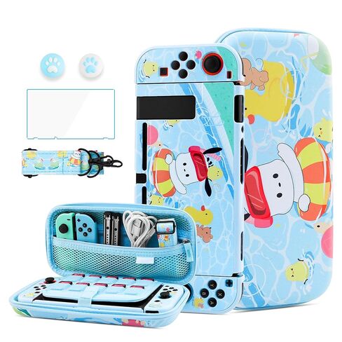 HYPERCASE Cute Switch Carrying Travel Bag for Nintendo Switch Accessories, Pink Bunny Soft Switch Cover Case for NS Console, HD Screen Protector, Shoulder Strap, 2 Kawaii Thump Caps in Saudi Arabia