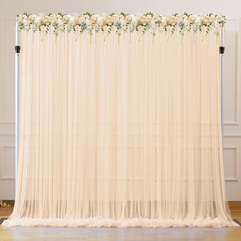 10ft x 10ft White Tulle Backdrop Curtains for Parties Wedding Bridal Shower 1 Panel Sheer Backdrop Curtains White Drapes for Backdrop for Baby Shower Birthday Party Photo Background Home Decorations in Saudi Arabia