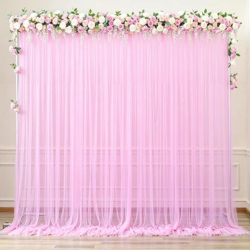 10ft x 10ft White Tulle Backdrop Curtains for Parties Wedding Bridal Shower 1 Panel Sheer Backdrop Curtains White Drapes for Backdrop for Baby Shower Birthday Party Photo Background Home Decorations in Saudi Arabia