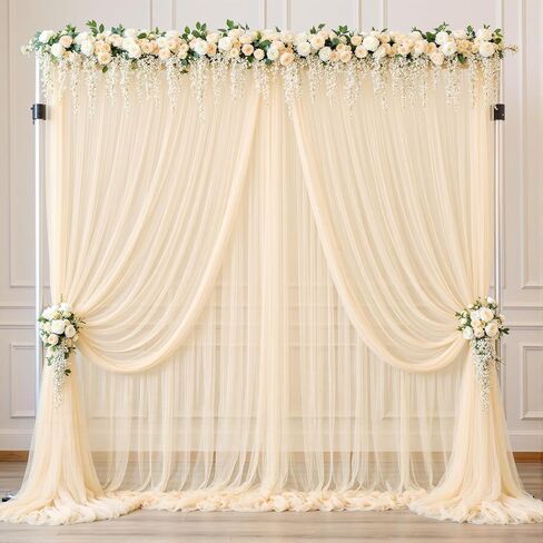 10ft x 10ft White Tulle Backdrop Curtains for Parties Wedding Bridal Shower 1 Panel Sheer Backdrop Curtains White Drapes for Backdrop for Baby Shower Birthday Party Photo Background Home Decorations in Saudi Arabia