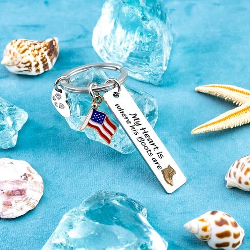 Military Mom Gifts Keychain Deployment Gifts Army Soldier Wife Girlfriend Gift Soldier Mom Gift-My Heart is Where His Boots are in Saudi Arabia