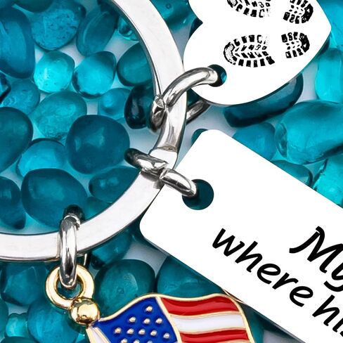 Military Mom Gifts Keychain Deployment Gifts Army Soldier Wife Girlfriend Gift Soldier Mom Gift-My Heart is Where His Boots are in Saudi Arabia