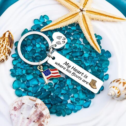 Military Mom Gifts Keychain Deployment Gifts Army Soldier Wife Girlfriend Gift Soldier Mom Gift-My Heart is Where His Boots are in Saudi Arabia