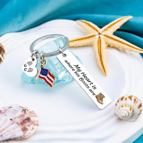Military Mom Gifts Keychain Deployment Gifts Army Soldier Wife Girlfriend Gift Soldier Mom Gift-My Heart is Where His Boots are in Saudi Arabia