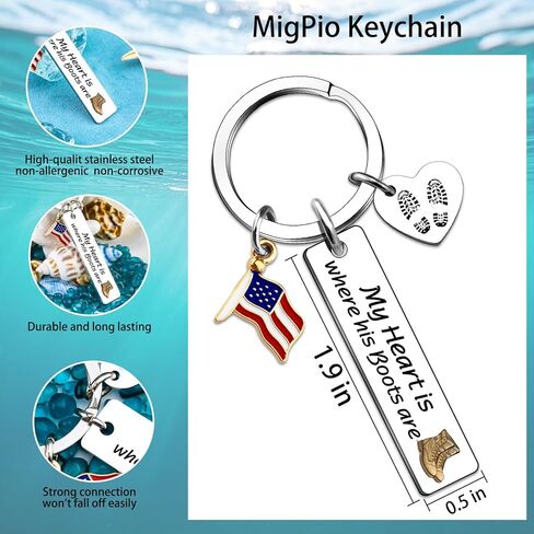 Military Mom Gifts Keychain Deployment Gifts Army Soldier Wife Girlfriend Gift Soldier Mom Gift-My Heart is Where His Boots are in Saudi Arabia