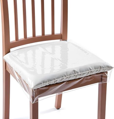 4 Pack Plastic Chair Seat Covers, Adjustable Clear PVC Seat Covers for Dining Room Chairs, Waterproof Plastic Chairs Cover, Removable and Washable Kitchen Dining Chair Protector in Saudi Arabia
