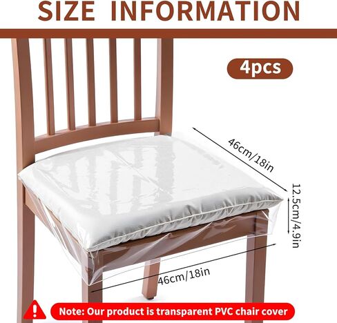 4 Pack Plastic Chair Seat Covers, Adjustable Clear PVC Seat Covers for Dining Room Chairs, Waterproof Plastic Chairs Cover, Removable and Washable Kitchen Dining Chair Protector in Saudi Arabia