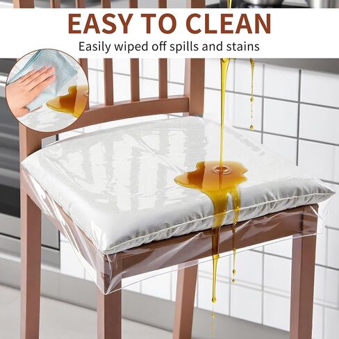 4 Pack Plastic Chair Seat Covers, Adjustable Clear PVC Seat Covers for Dining Room Chairs, Waterproof Plastic Chairs Cover, Removable and Washable Kitchen Dining Chair Protector in Saudi Arabia