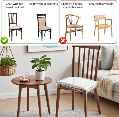 4 Pack Plastic Chair Seat Covers, Adjustable Clear PVC Seat Covers for Dining Room Chairs, Waterproof Plastic Chairs Cover, Removable and Washable Kitchen Dining Chair Protector in Saudi Arabia