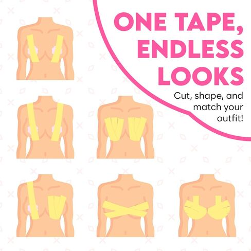 Boob Tape with Silicone Nipple Covers – Breast Lift Tape for Women – Invisible Boobtape Push Up Support – Body Tape for Strapless Dresses, Backless Tops & Deep V Outfits – Beige in Saudi Arabia