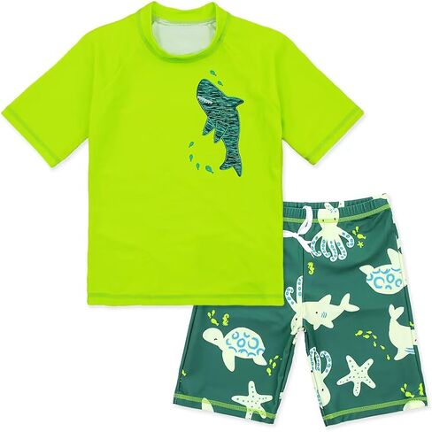 الأولاد UPF 50+ حارس الطفح الجلدي طويل الأكمام وسباحة جذوع السباحة مجموعة ليد لدفاع لأحجام الصبي الكبير (3-11 سنة) in Kuwait