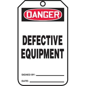 Accuform MDT229CTM PF-Cardstock Safety Tag, Legend "Danger DEFECTIVE Equipment", 5.75" Length x 3.25" Width x 0.010" Thickness, Red/Black on White (Pack of 5)
