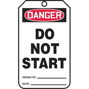 Accuform MDT289PTM RP-Plastic Jumbo Tag, Legend "Danger DO NOT Start", 8-1/2" Length x 3-7/8" Width x 0.015" Thickness, Red/Black on White (Pack of 5)
