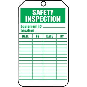 Accuform TRS315PTM RP-Plastic Inspection & Status Record Tag, Legend "Safety Inspection", 5.75" x 3.25", Green on White (Pack of 5)