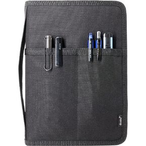 diodrio A5 Zipper Journal Notebook Cover with YKK Zipper for A5 Moleskine Cahier LEUCHTTURM Planners Sketchbook, Water Resistant, Refillable, Interior Pockets, Black