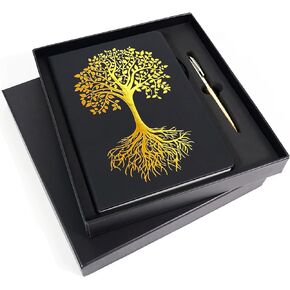 Veway Tree of Life Journal and Pen Gift Set - Vegan Leather Journal with Pen - Professional Diary for Women or Men - A5 Hardcover Fancy Notebook Gift Set - Index & 224 Lined Pages