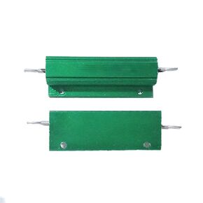 Aluminum Case Resistor 100W 50R Wirewound Resistor, for Power Supply, Inverter, Elevator, Stage Audio, Chassis Mounted Resistor Green, 2pcs